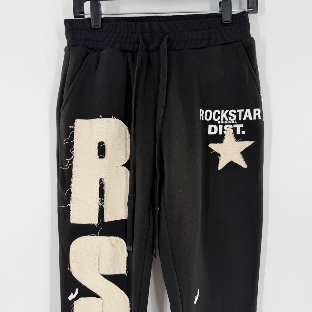 Rockstar Original Rso Mens Black Paint Splatter Flare Sweatpants Small Dist. View 2